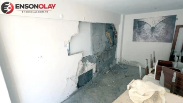 Avcılar'da Mikser Hortumu Duvarı Deldi, Salon Betonla Dolu!