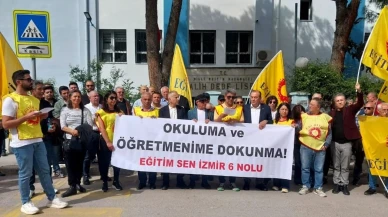 Balçova'da öğretmenlerden Salih Dede protestosu: "Okuluma ve öğretmenime dokunma!"