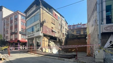 Giresun'da bir işyerinin duvarı çöktü