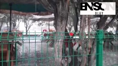 Kağızman'da dolu ve sağanak nedeniyle caddeler göle döndü