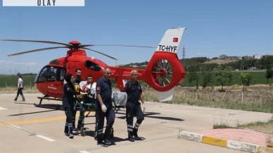 Çim biçme makinesine kolunu kaptırdı, ambulans helikopterle sevk edildi
