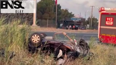 Tekirdağ'da feci kaza! Otomobil menfeze çarpıp takla attı: 2 genç hayatını kaybetti