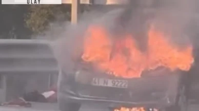 Şile Otoyolu’nda otomobil alev alev yandı