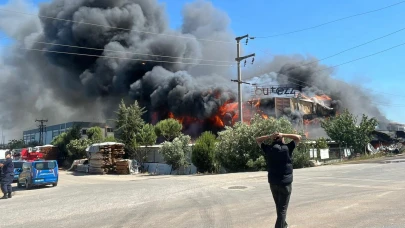 İzmir'de sandalye fabrikasında yangın