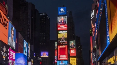 Times Meydanı'na Başkan Erdoğan damgası! Tarihi sözleri görenler dönüp bir daha baktı