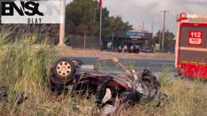 Tekirdağ'da feci kaza! Otomobil menfeze çarpıp takla attı: 2 genç hayatını kaybetti