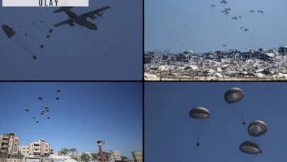 Gazze'ye havadan yardım malzemesi