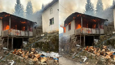 Artvin'de meydana gelen yangında cami lojmanı büyük zarar gördü, kullanılamaz hale geldi