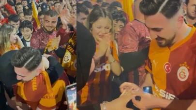 Kayseri’de Galatasaray’ın şampiyonluk kutlamasında beklenmedik bir sürpriz: Evlenme teklifi!