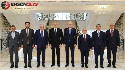 Bakü'de Azerbaycan Cumhurbaşkanı Aliyev TBMM Başkanı Kurtulmuş'u kabul etti