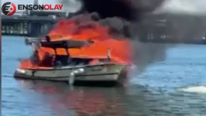Balat sahilinde teknede yangın : Baba ve oğul denize atlayarak kurtuldu