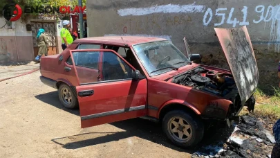 Aydın Nazilli'de otomobil yangını : Tofaş marka araç küle döndü