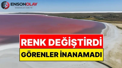 Tuz Gölü'nde Olağanüstü Renk Değişimi! Bölge sakinleri pembe ve kırmızıya bürünen göle şaşkın gözlerle bakıyor