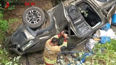 Hatay'da otomobille çarpışan ticari araç dereye uçtu : 7 kişi yaralandı