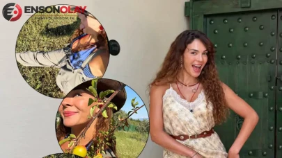 Ebru Şahin kovboy tarzıyla bahçeye indi : Dalından erik topladı
