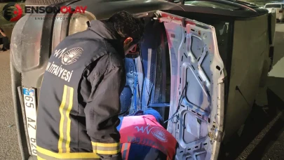 Van'da kamyonet devrildi : 3 kişi yaralandı