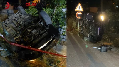 Bursa'da gece yarısı korkutan kaza: Takla atan otomobilden iki kişi yaralı kurtuldu