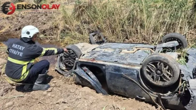 Hatay Kırıkhan'da takla atan otomobil hurdaya döndü : Sürücü yaralandı