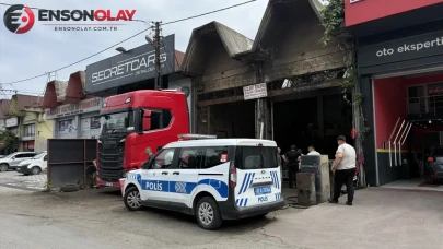Trabzon'da sanayide tırın yakıt deposu patladı : 1 işçi yaralandı