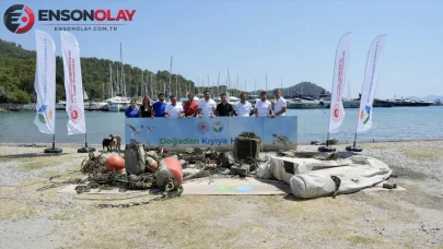 Fethiye'deki Göcek Halk Plajı'nda deniz dibi temizliği yapıldı
