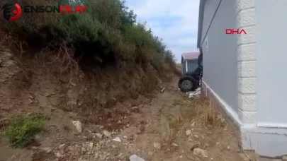 Park halindeyken hareket eden traktör evin duvarına girdi: Bir çocuk yaralandı