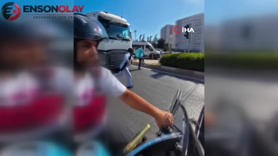 Tırın önünden hızlıca geçmeye çalışan kadın son anda kurtuldu