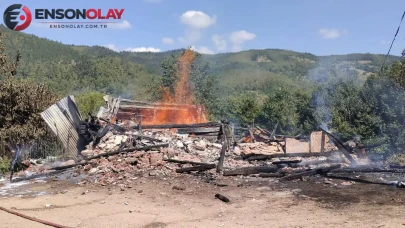 Kastamonu Azdavay'da çıkan yangında ev küle döndü