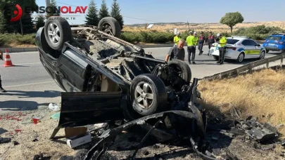 Uşak'ta otomobil takla attı : 66 yaşındaki sürücü ağır yaralandı