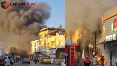İzmir'de bir iş yerinde yangın : Patlamalar meydana geldi
