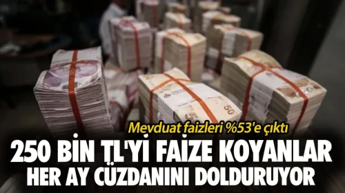 Mevduat faizleri %53'e çıktı! 250 bin TL'yi faize koyanlar her ay cüzdanını dolduruyor