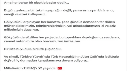 TUSAŞ 52 yaşında