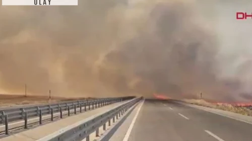 Edirne kara yolunu alevler kapattı!