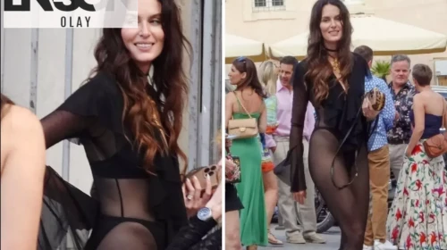 Ünlü modelden görülmemiş düğün kıyafeti! Kimse geline bakmadı