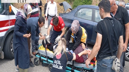 Otomobil virajı alamayıp yamaca çarptı; 4 yaralı