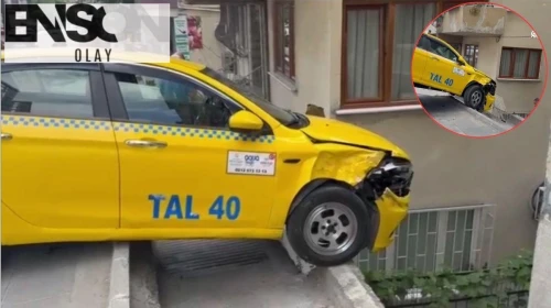 Yokuşta freni tutmadı! Taksici faciadan kıl payı kurtuldu