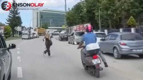 Bolu'da yaya bir anda yola atladı, motosiklet sürücüsü son anda kurtardı