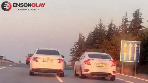 Eskişehir-Bursa yolunda trafikte tehlike oluşturan araç çekişmesi