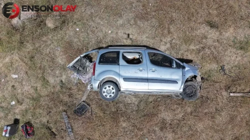 Kırıkkale'de takla atan araç hurdaya döndü : Sürücü, eşi ve çocuğu yaralandı