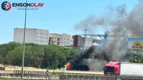 Lüleburgaz'da seyir halindeki tırda yangın