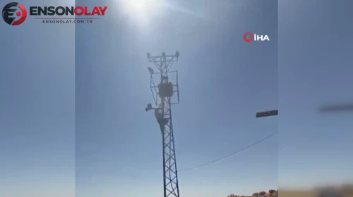 Kaçak kullanılan bir trafoyu engellemek amacıyla direğe çıkan vatandaş, yetkililerin ikna çabaları sonucu güvenli bir şekilde indirildi