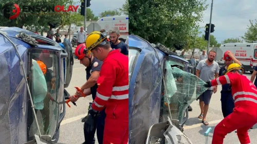 Hatay'da iki otomobil çarpıştı : Takla atan otomobilin sürücüsü yaralandı