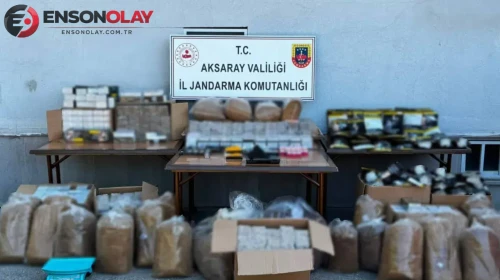 Aksaray'da çok sayıda kaçak tütün ele geçirildi