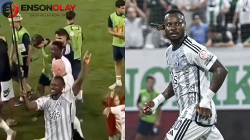 Sarıyer FK'nin golcüsü Emeka Eze'den bozkurt işaretli galibiyet kutlaması