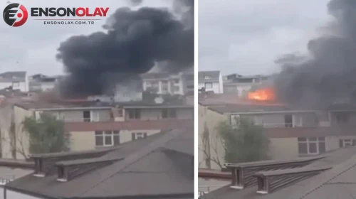 Arnavutköy’de 3 katlı binanın çatısında yangın çıktı !