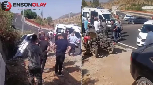 Batman Sason'da kafa kafaya çarpışan araçlar çukura devrildi