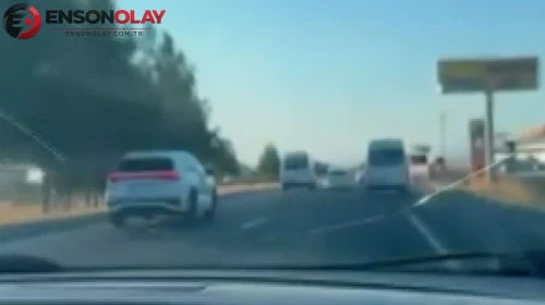 Diyarbakır'da makas atarak ilerleyen sürücü trafiği tehlikeye attı