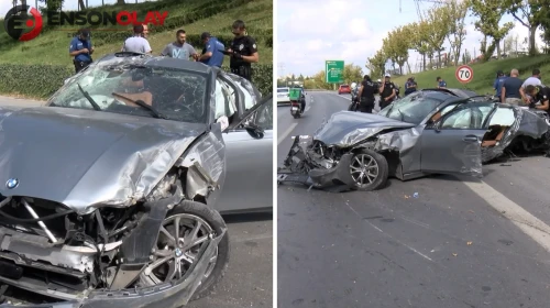 Sancaktepe'de otomobil takla attı: Sürücü araçtan yola fırladı