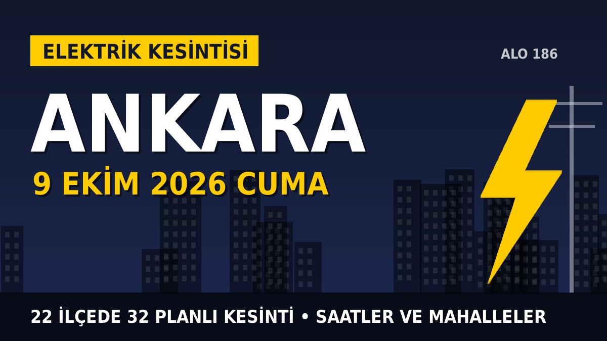 Ankara elektrik kesintisi 9 Ekim 2026 Cuma