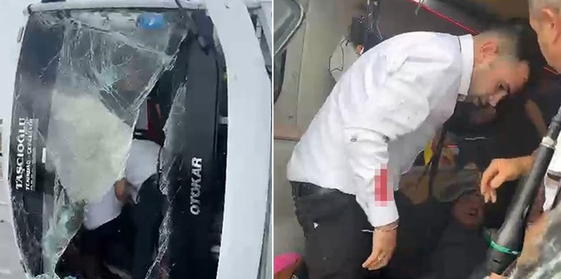 Antalya-Isparta yolunda yolcu otobüsü devrildi: 5 yaralı