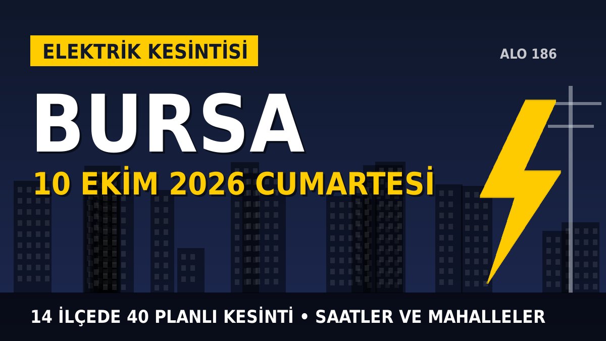 Bursa elektrik kesintisi 10 Ekim 2026 Cumartesi